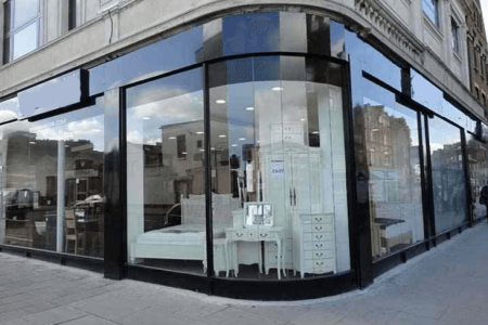 Toughened glass shopfronts